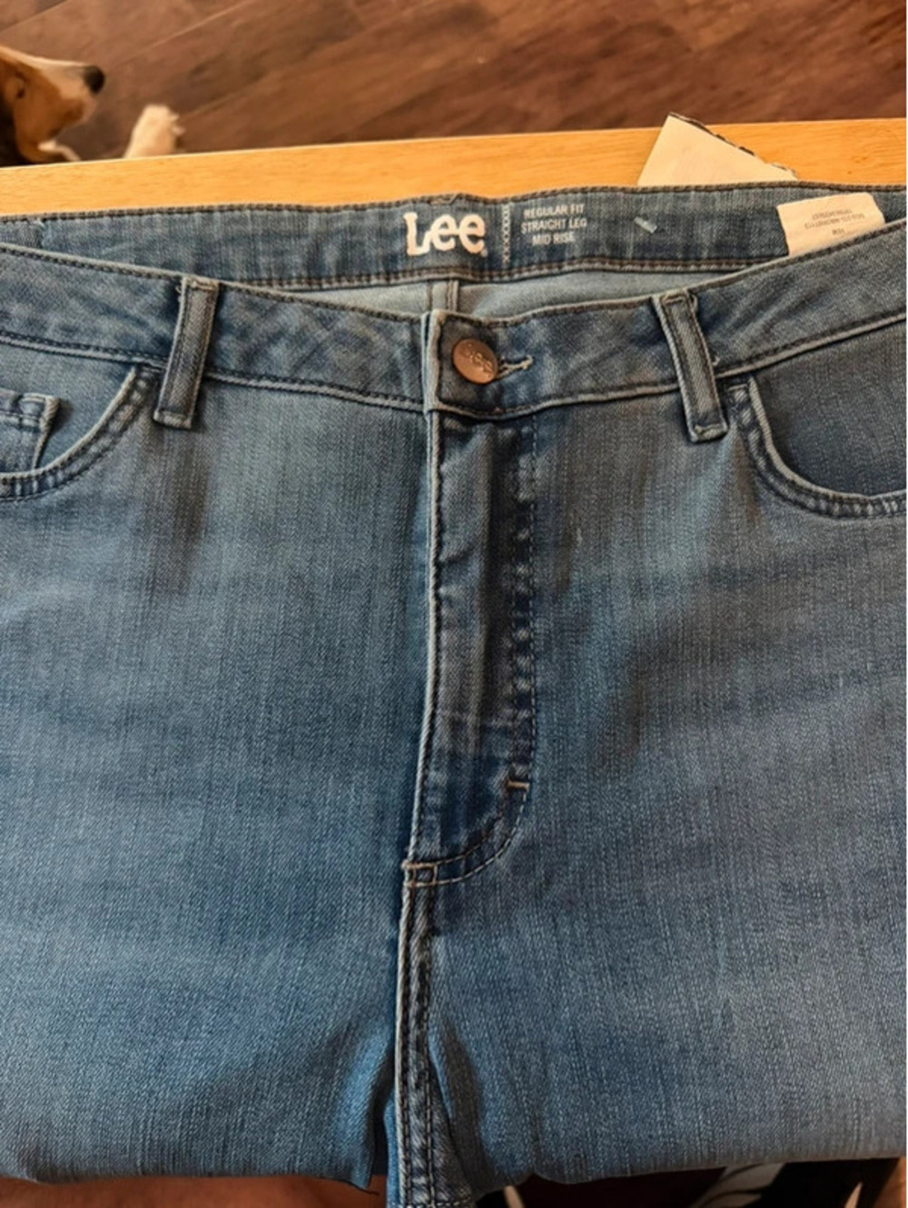Lee Women’s Mid Rise Straight Leg Jeans Blue Denim Size 16M